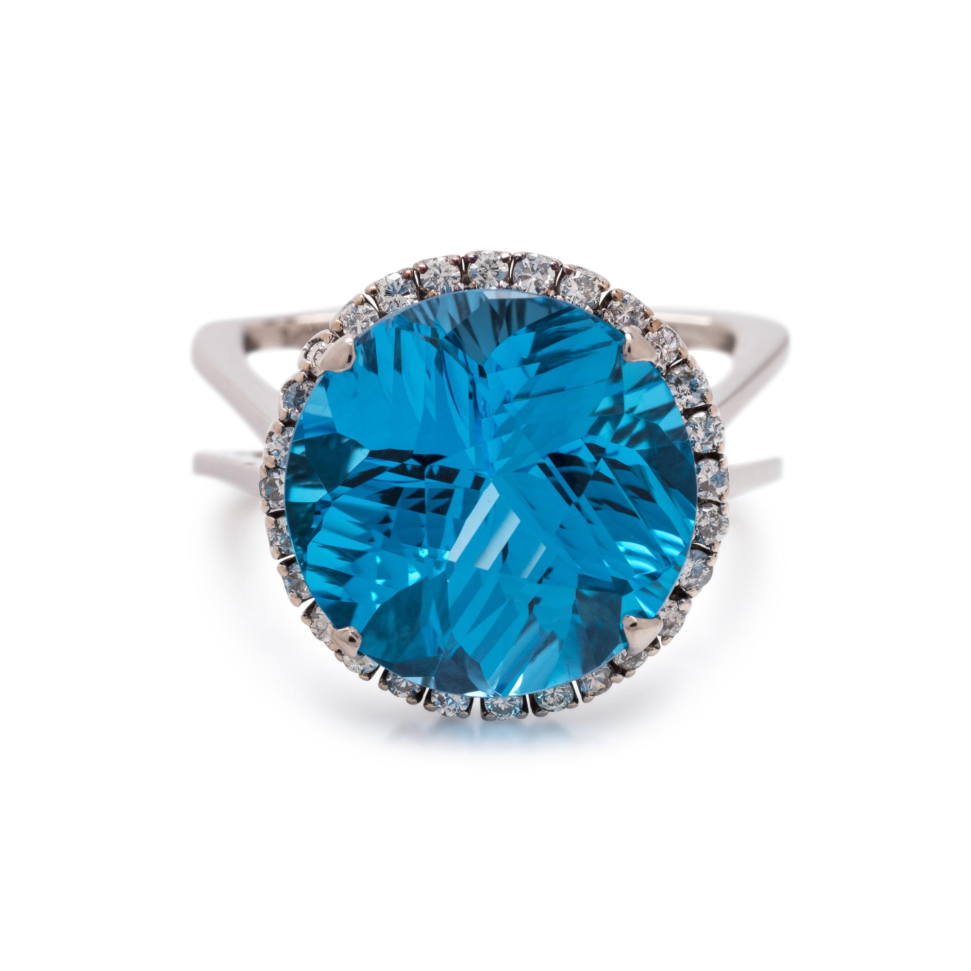 BLUE TOPAZ AND DIAMOND RING