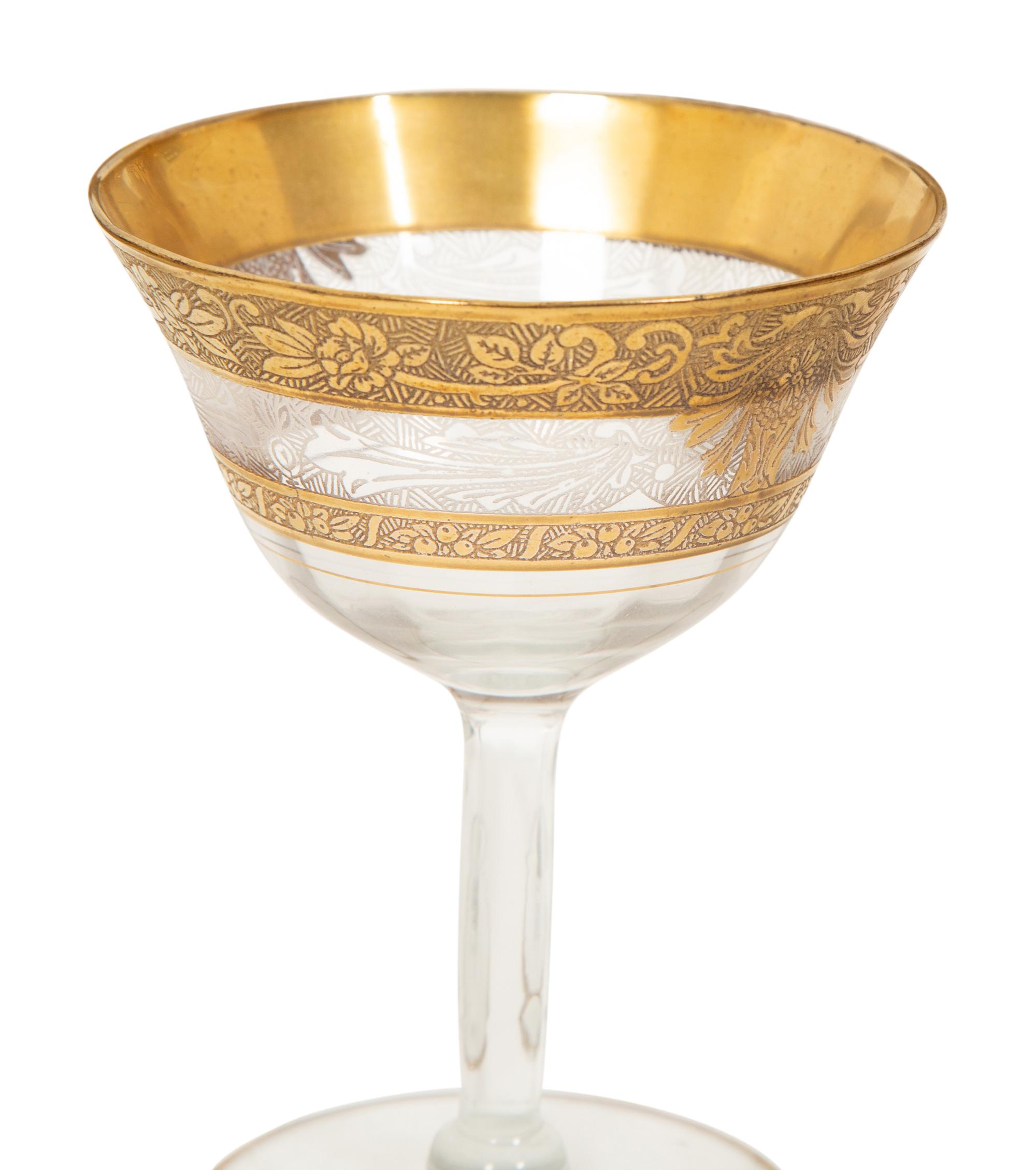 An American Parcel Gilt Glass Stemware Service