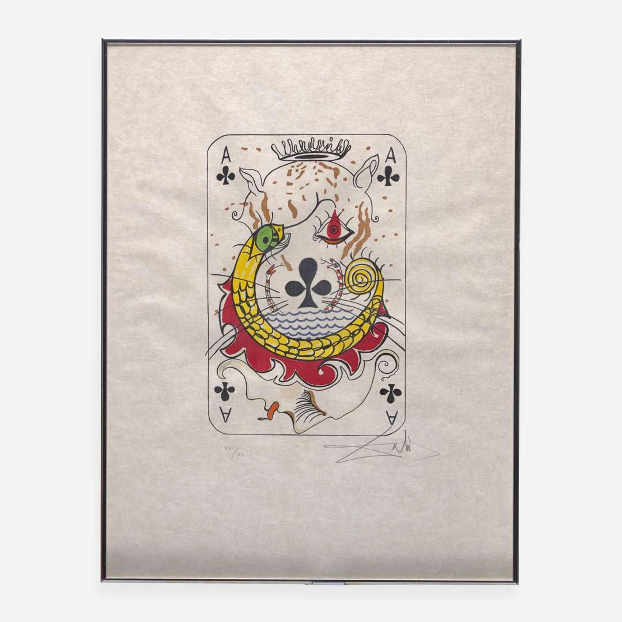 Salvador Dalí (Spanish, 1904-1989) Playing Cards (Ace, King, Queen and Jack of Clubs)