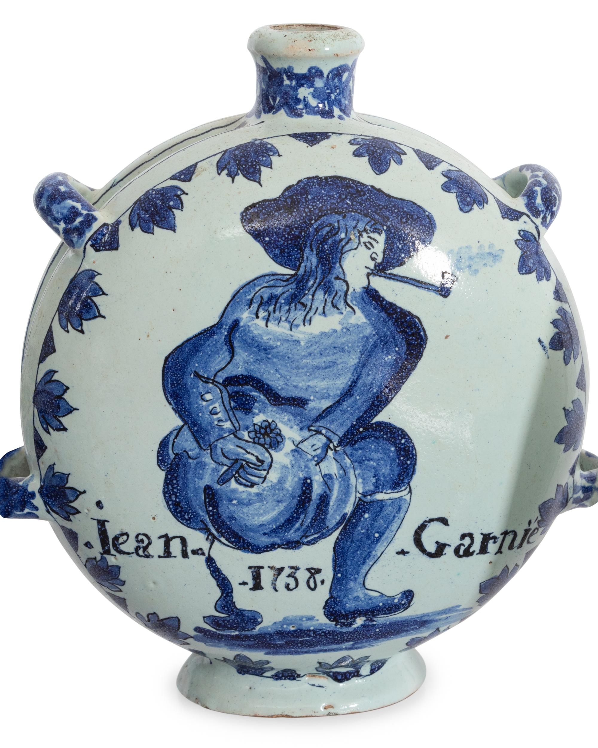 A Group of Fourteen Miscellaneous Blue and White Earthenware Articles including Chinese export porcelain and other examples.