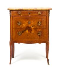 A Louis XVI Style Gilt Metal Mounted Marquetry Side Chest