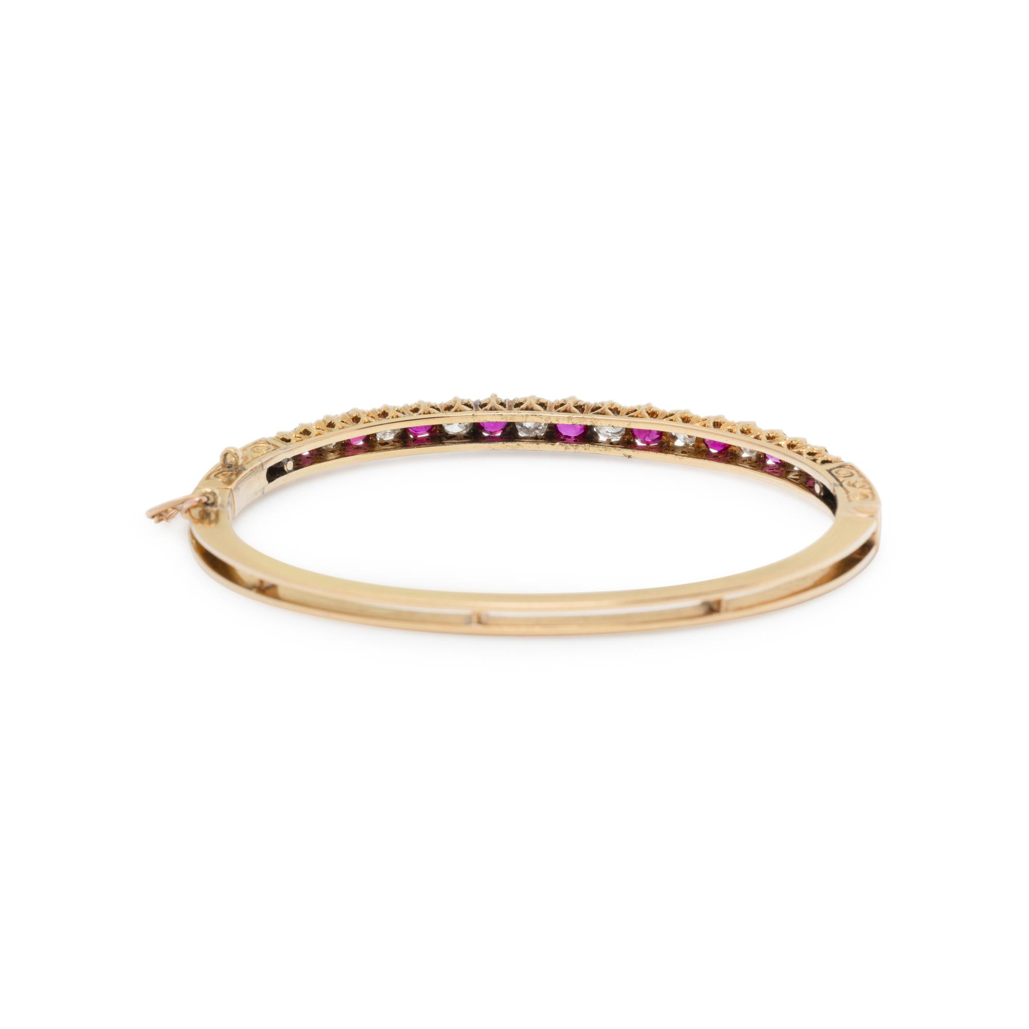 ANTIQUE, RUBY AND DIAMOND BANGLE BRACELET