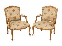 A Pair of Louis XV Style Gold Painted Fauteuils