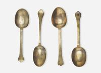 An assembled set of four early English silver spoons of Scottish historical interest, late 17th century