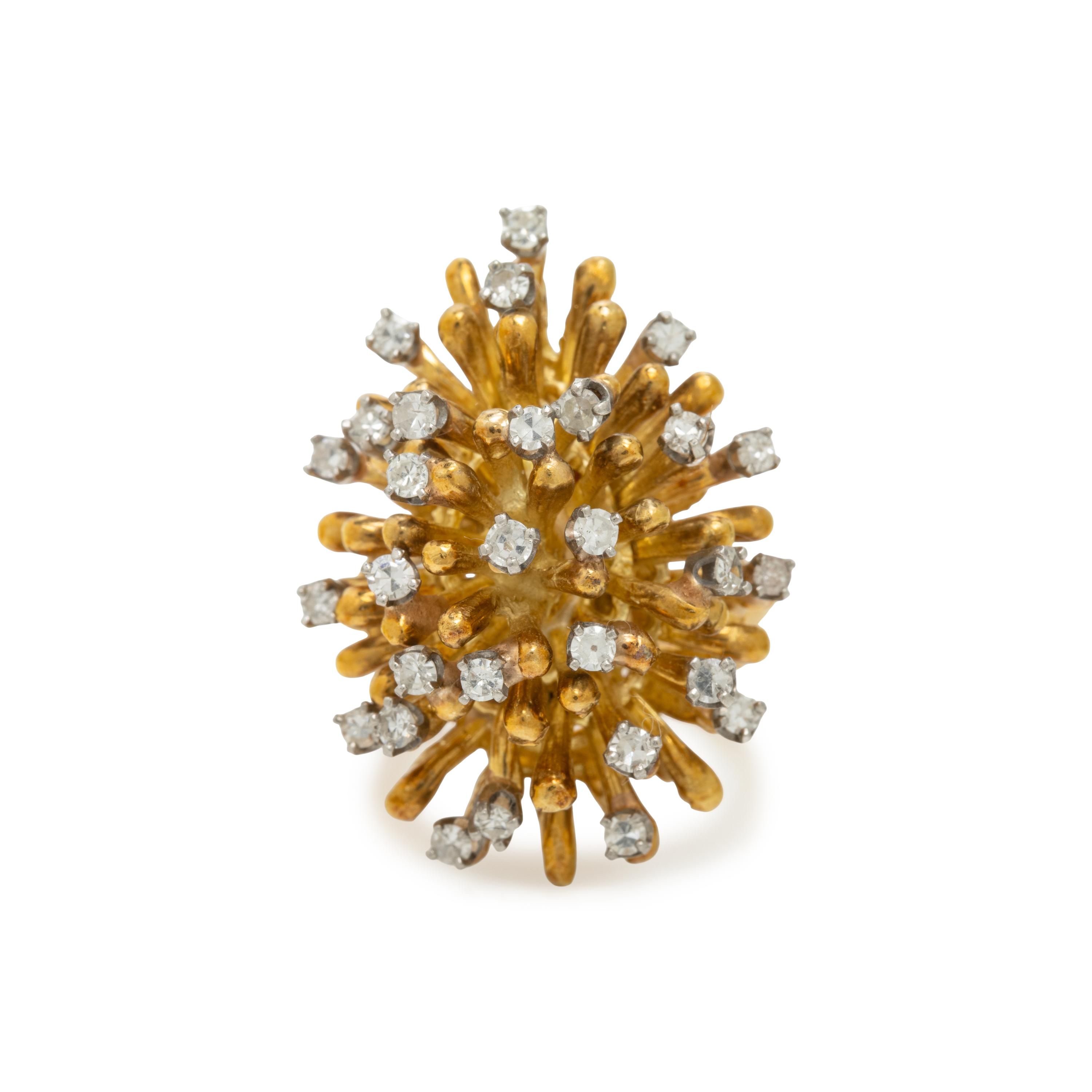 Diamond and Yellow Gold Cluster Ring