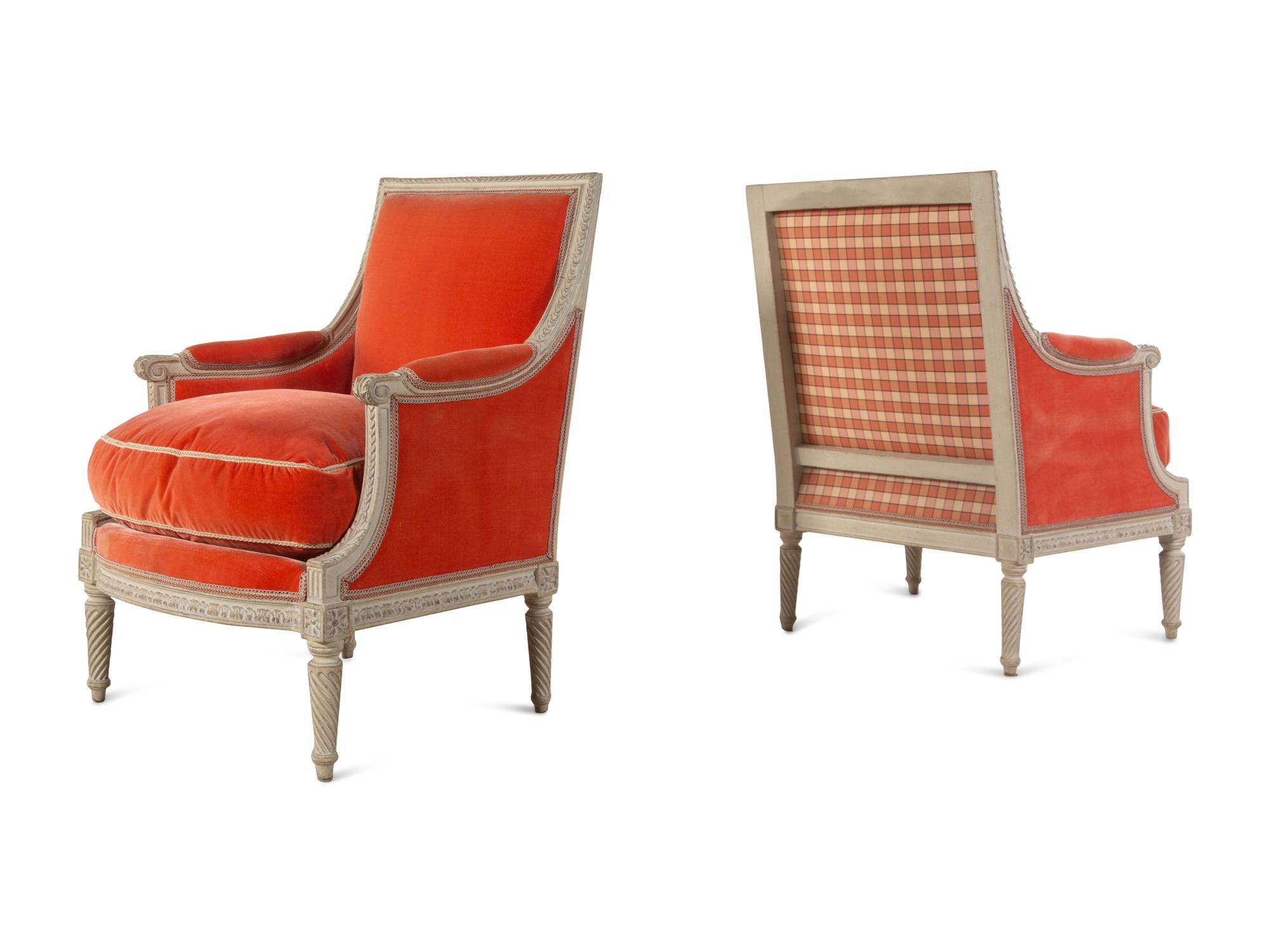 A Pair of Louis XVI Painted Bergères