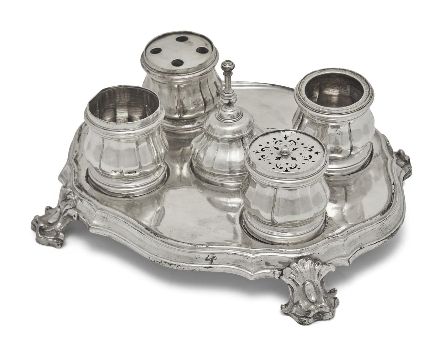 An Italian Silver Standish or Inkstand