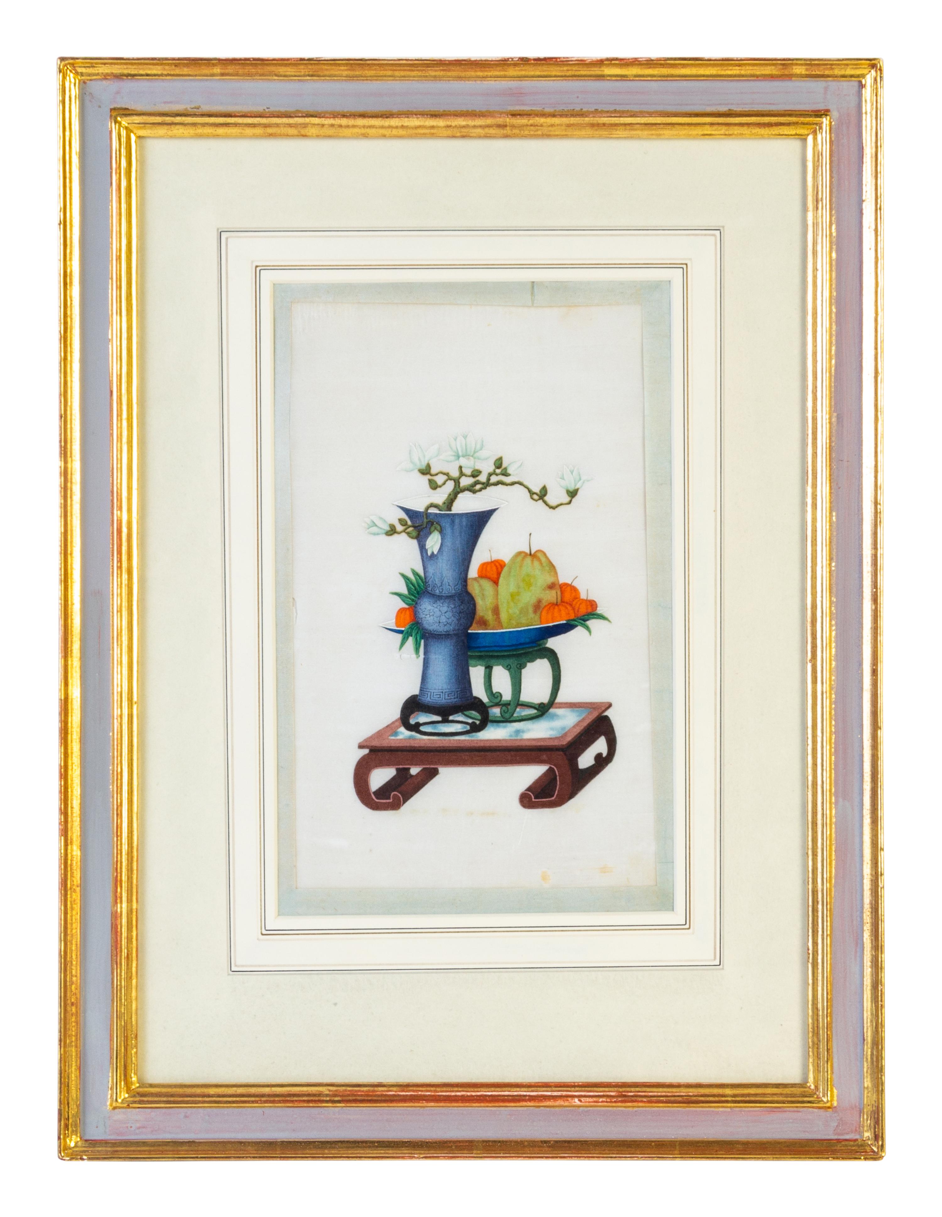 Twelve Chinese Export Painted Pith Paper Scholarly Scenes