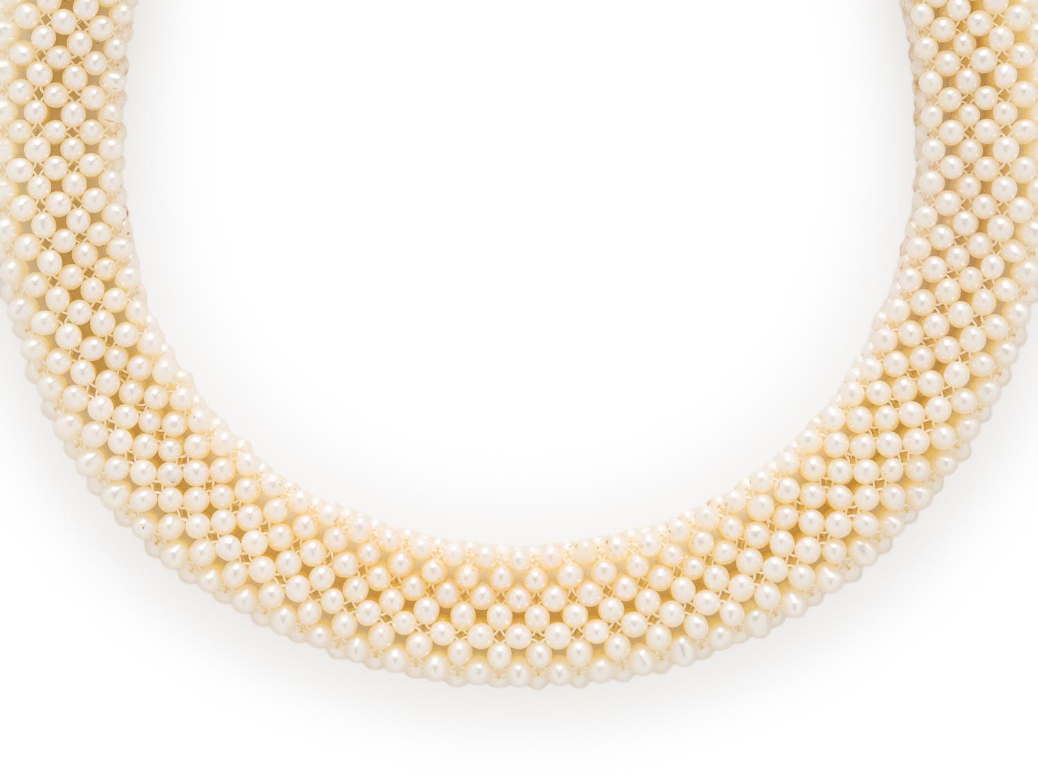 Yellow Gold and Seed Pearl Necklace