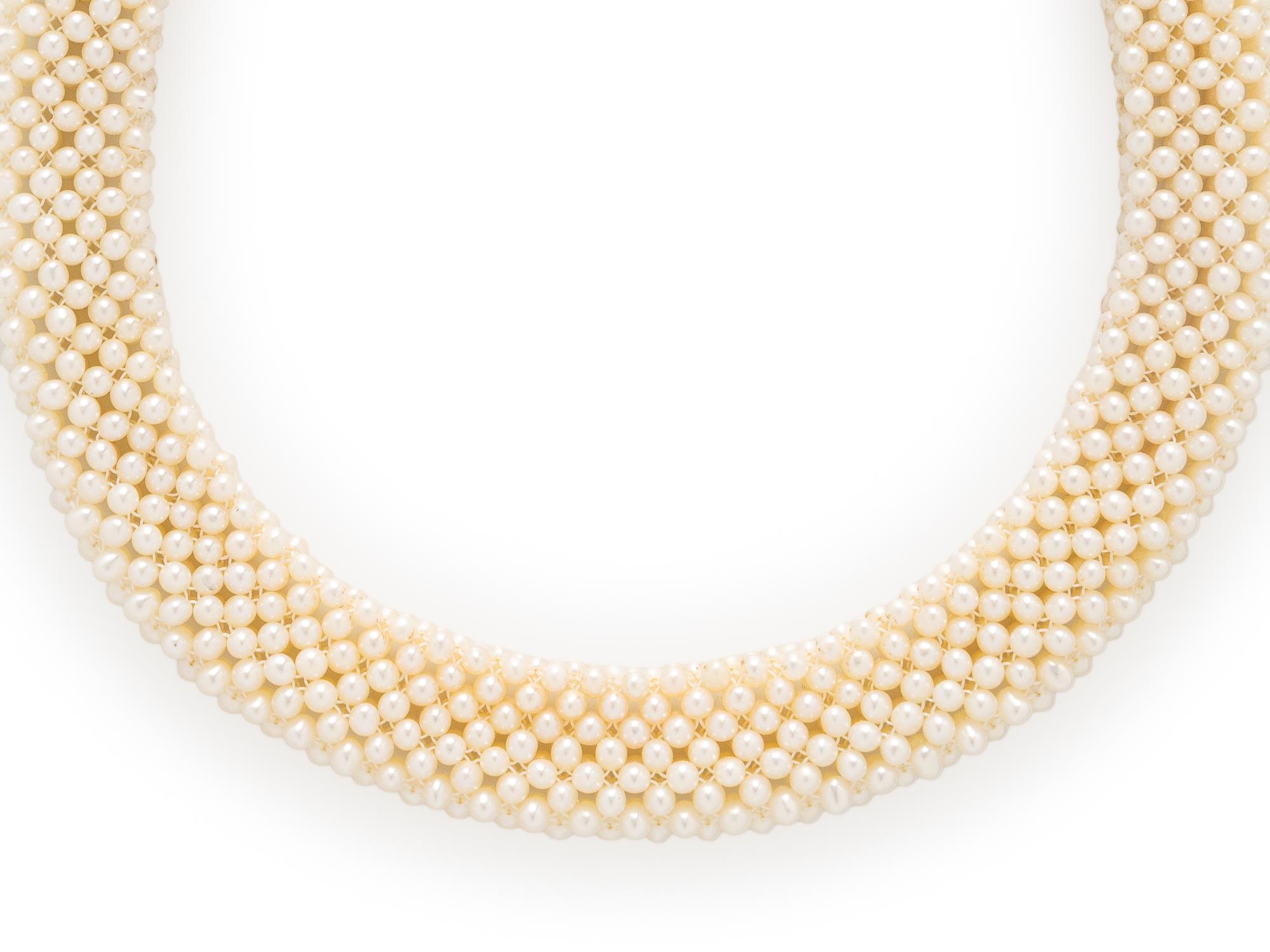 Yellow Gold and Seed Pearl Necklace