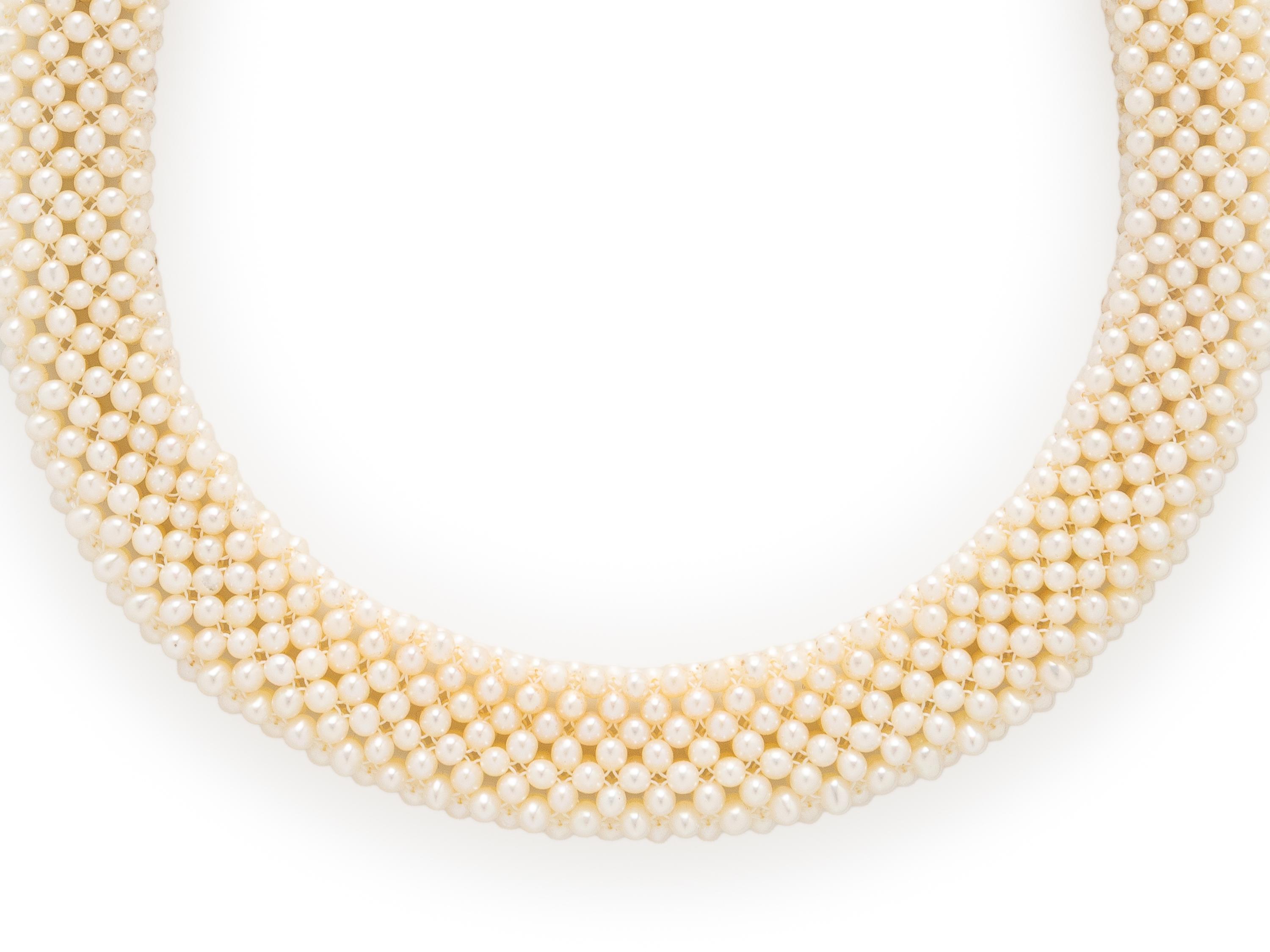 Yellow Gold and Seed Pearl Necklace