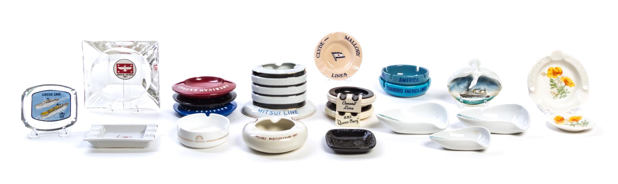 A Collection of Cruise and Ocean Liner Ash Receivers. Height of tallest 3 3/4 inches.
