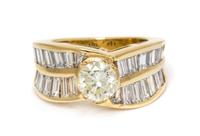 An 18 Karat Yellow Gold and Diamond Ring, 8.50 dwts.