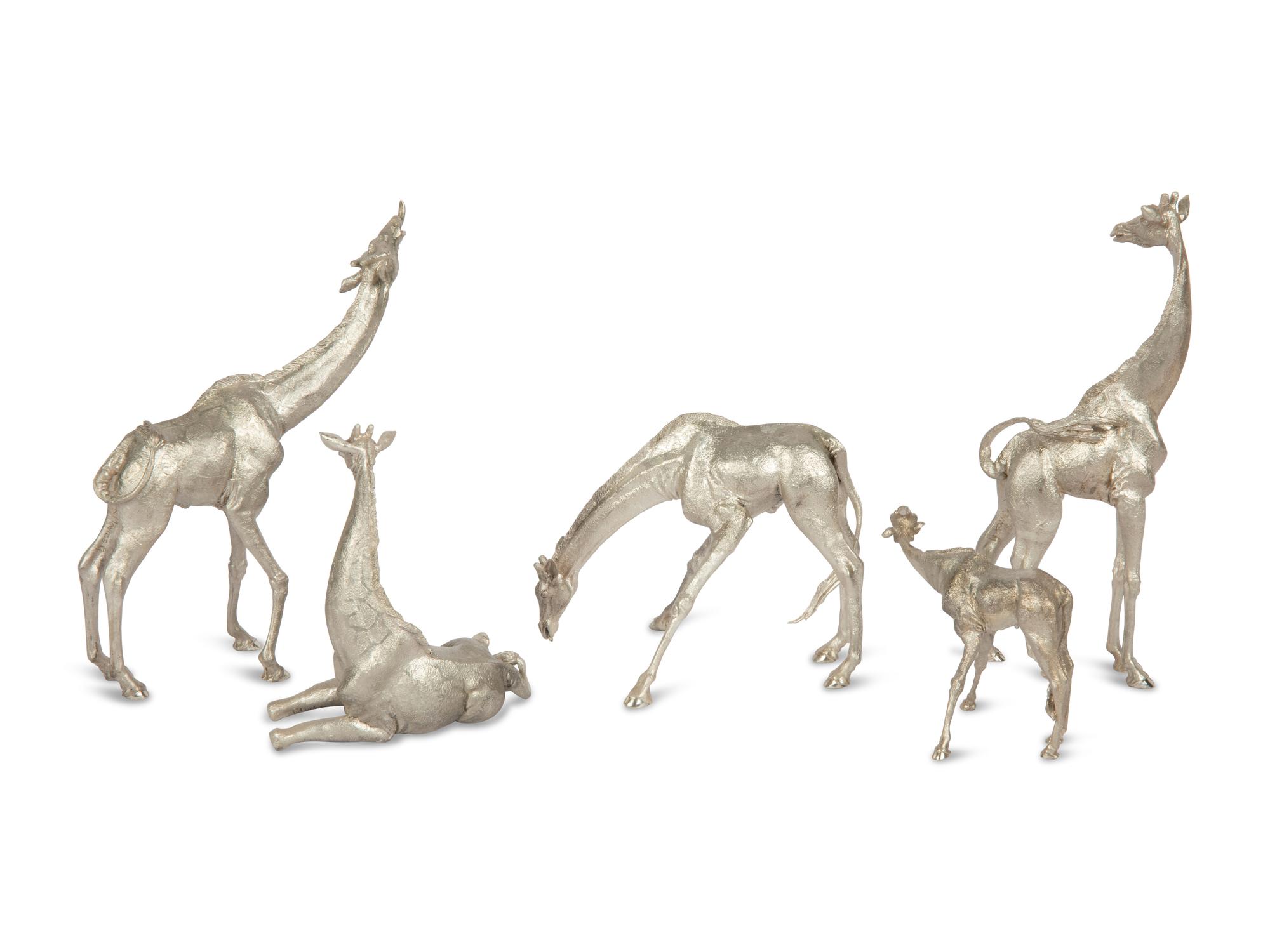A Group of Five Patrick Mavros Silver Giraffes