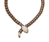 ROSE GOLD, ENAMEL AND DIAMOND SNAKE NECKLACE