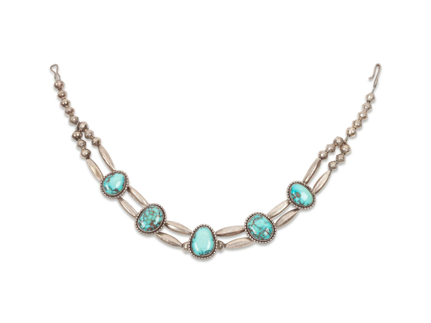 Navajo Silver and Turquoise Necklace