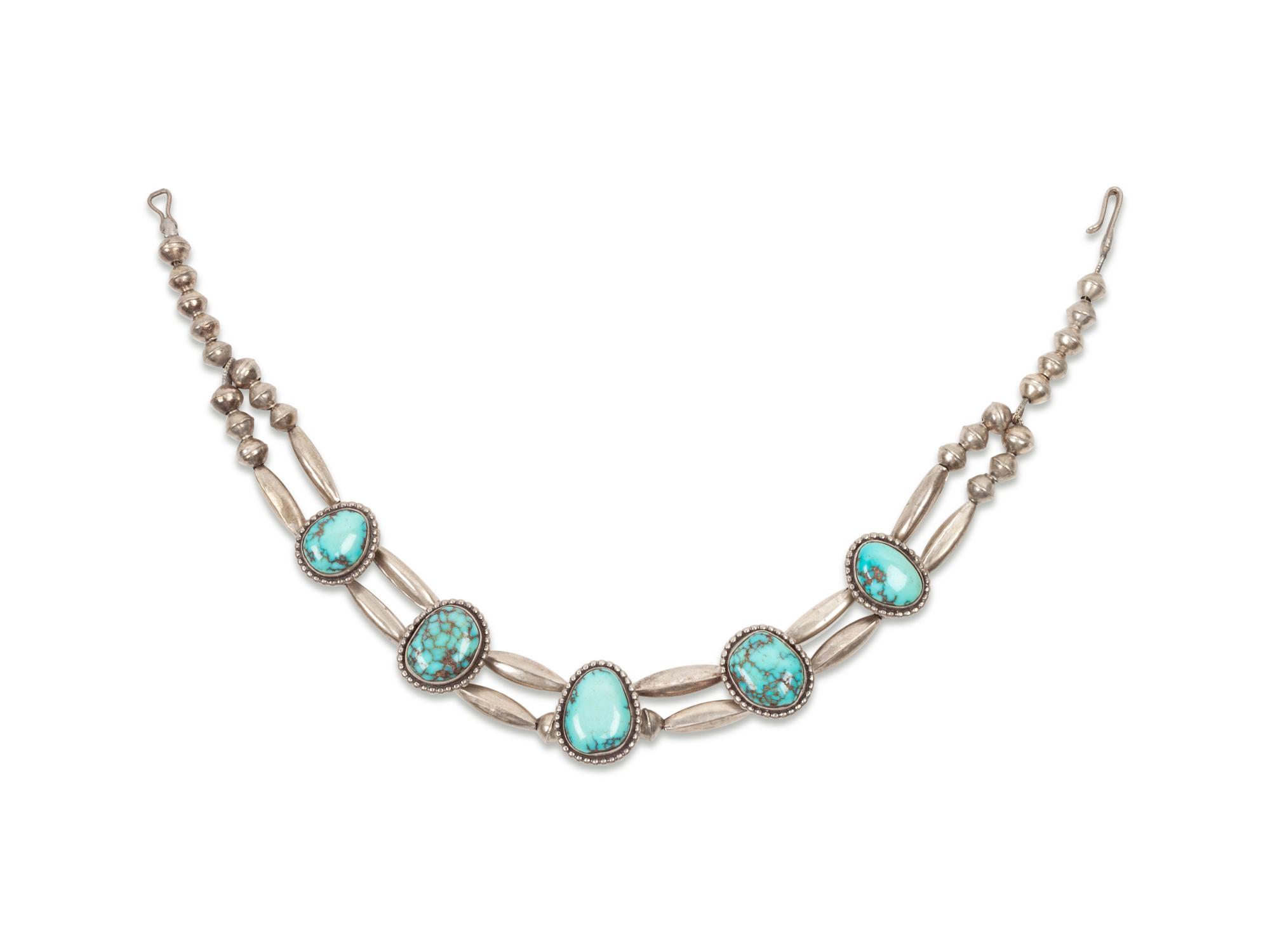 Navajo Silver and Turquoise Necklace