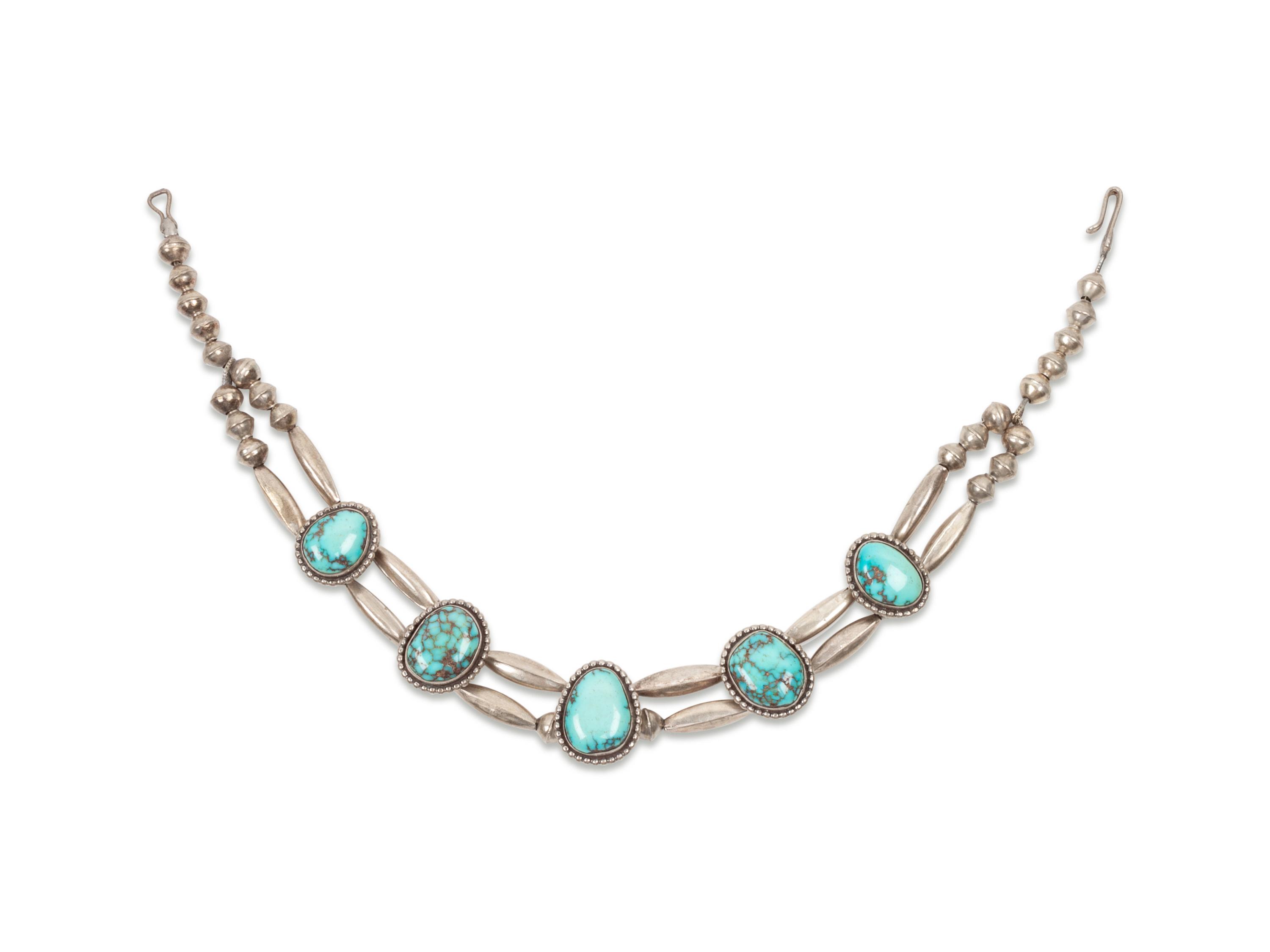 Navajo Silver and Turquoise Necklace