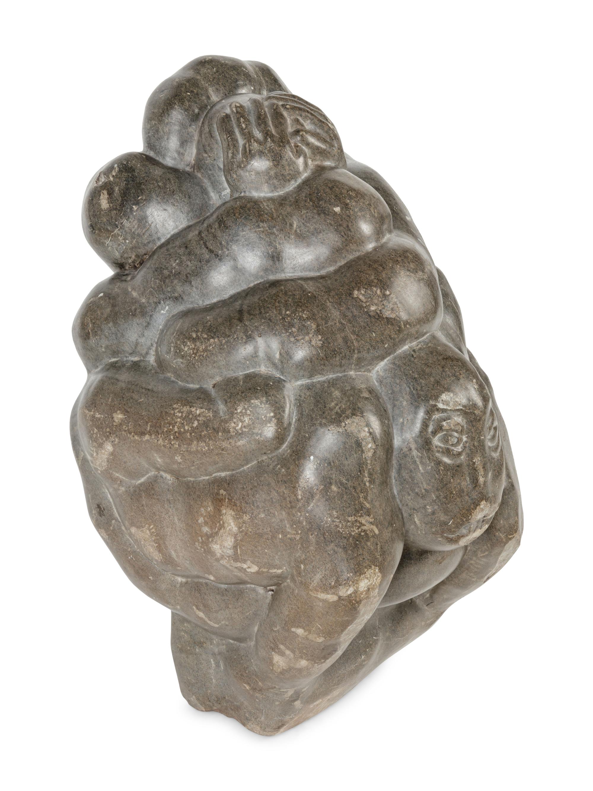 A Large Inuit Carved Stone Figural Group