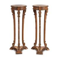 A Pair of George III Style Parcel-Gilt Walnut Jardinière Stands
