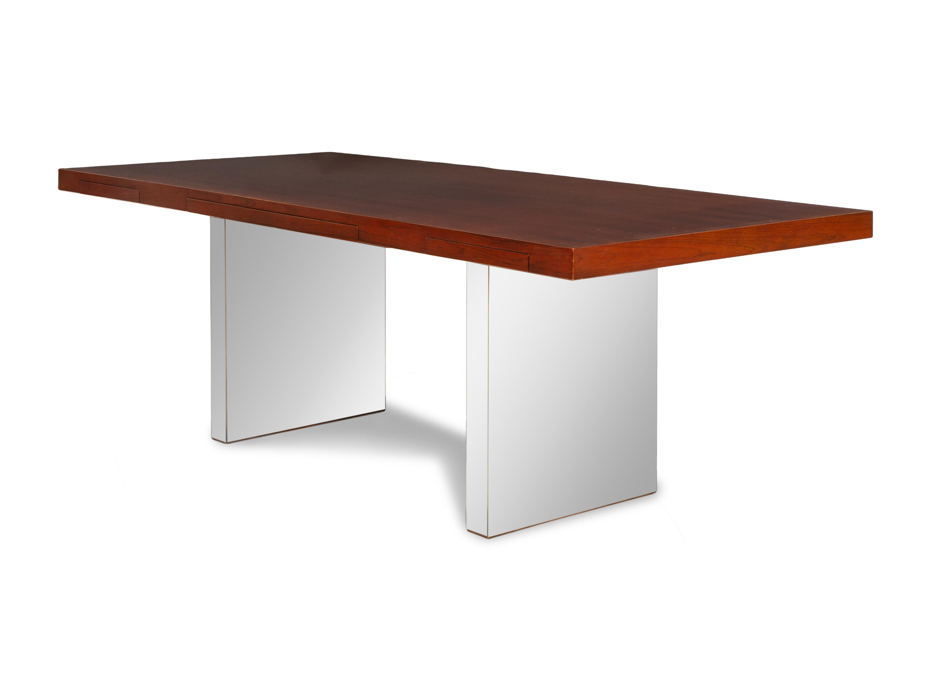 An Edward Wormley For Dunbar Rosewood and Polished Steel Model #4412 Executive Desk