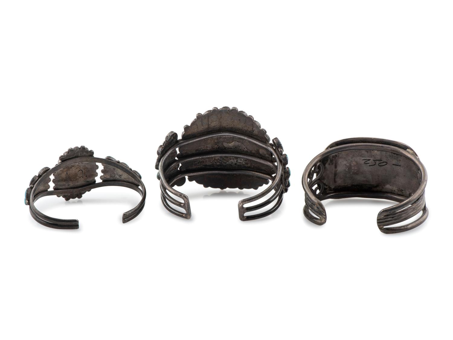 Navajo and Zuni Silver and Turquoise Cuff Bracelets