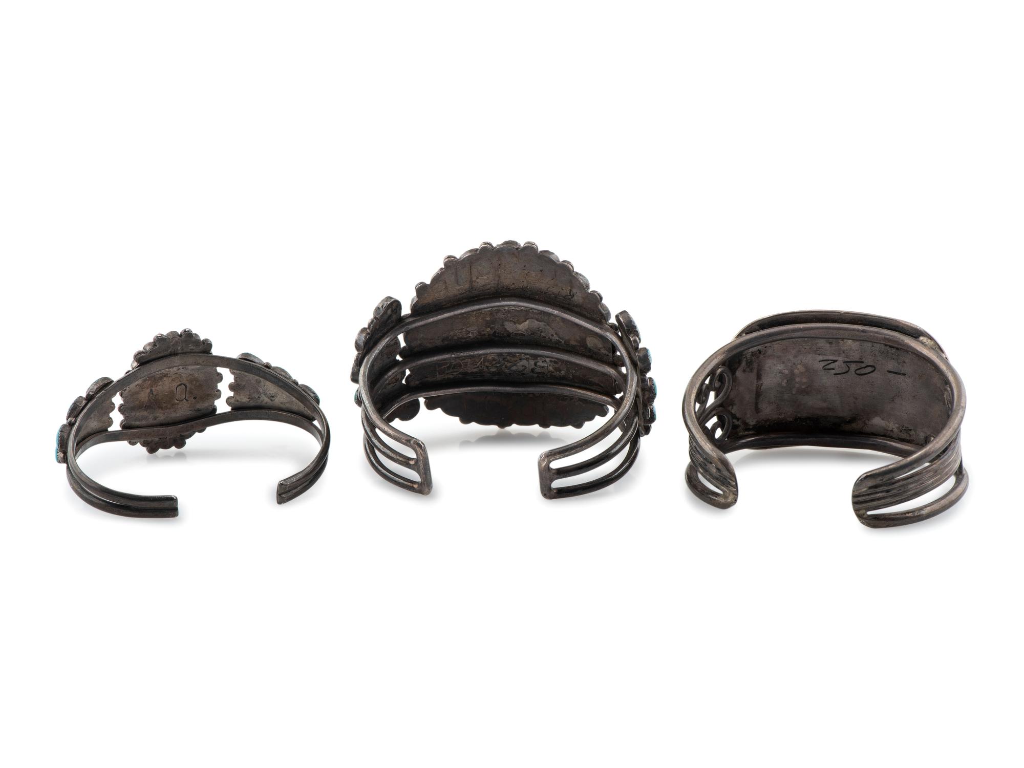 Navajo and Zuni Silver and Turquoise Cuff Bracelets