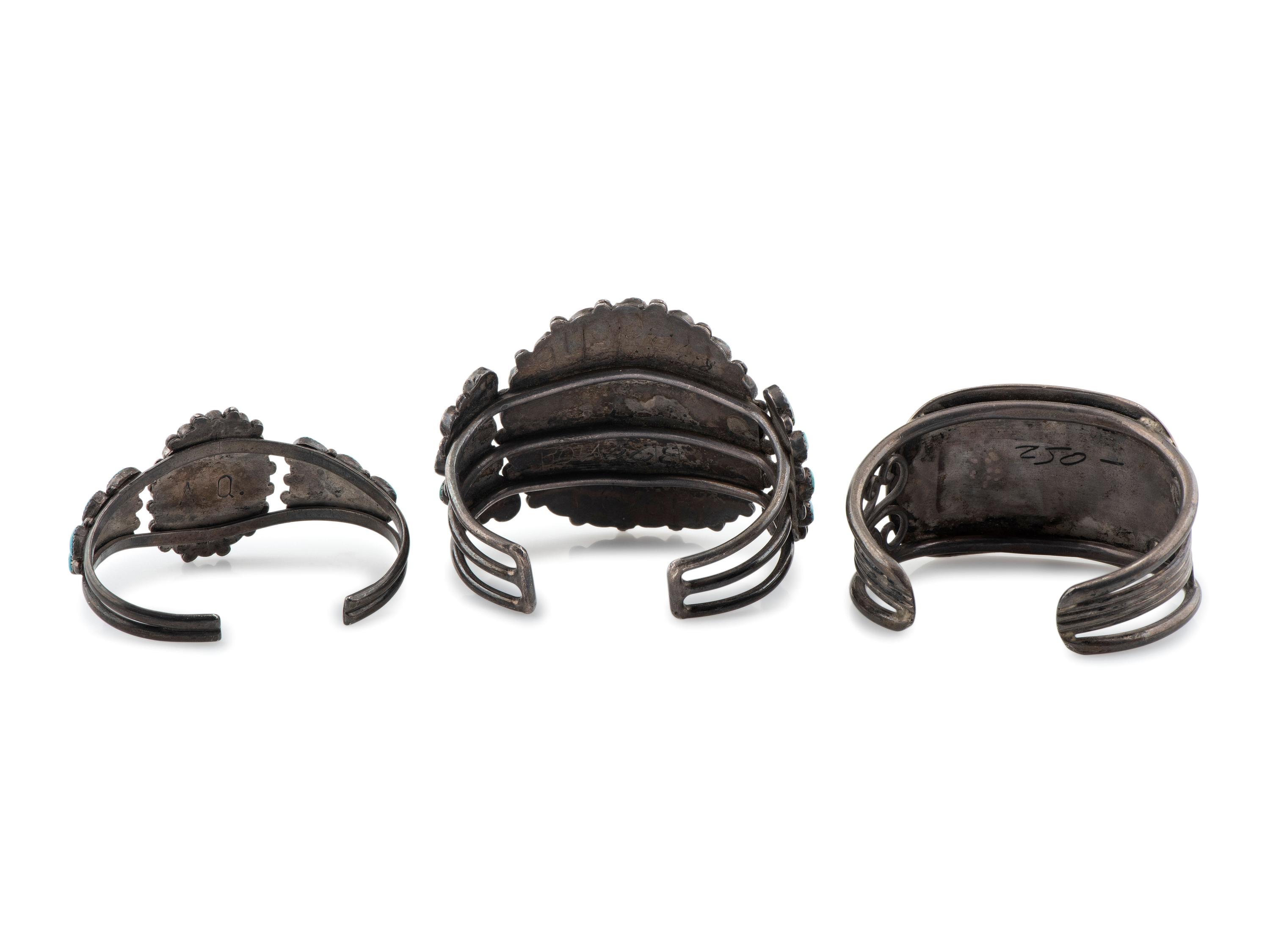 Navajo and Zuni Silver and Turquoise Cuff Bracelets