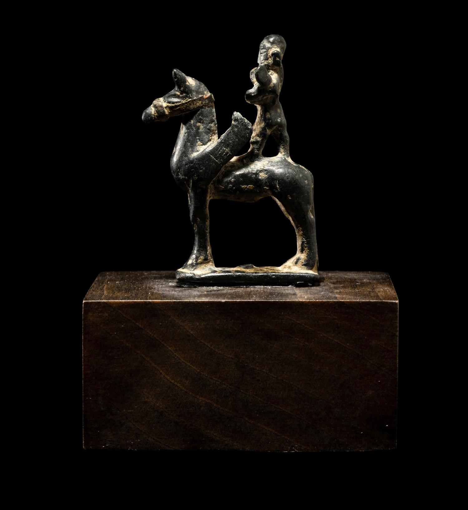 A Near Eastern Bronze Winged Horse and Rider