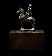 A Near Eastern Bronze Winged Horse and Rider