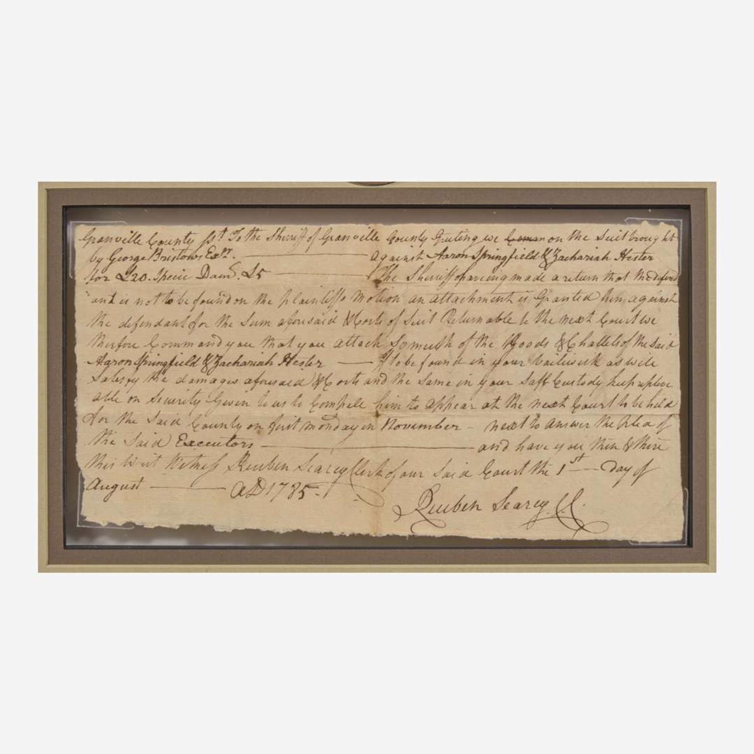 [Declaration of Independence] [North Carolina] Penn, John Manuscript Document, initialed