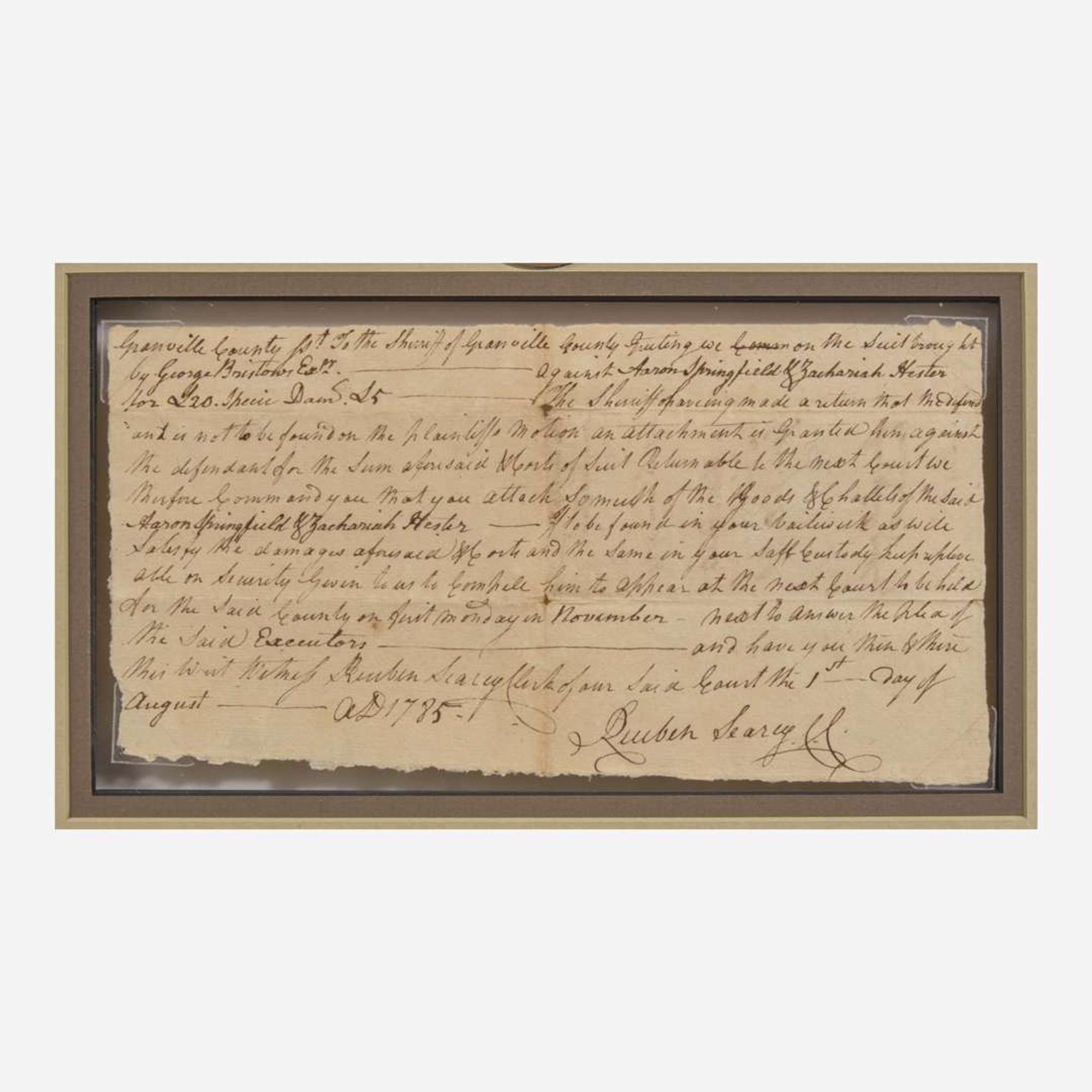 [Declaration of Independence] [North Carolina] Penn, John Manuscript Document, initialed