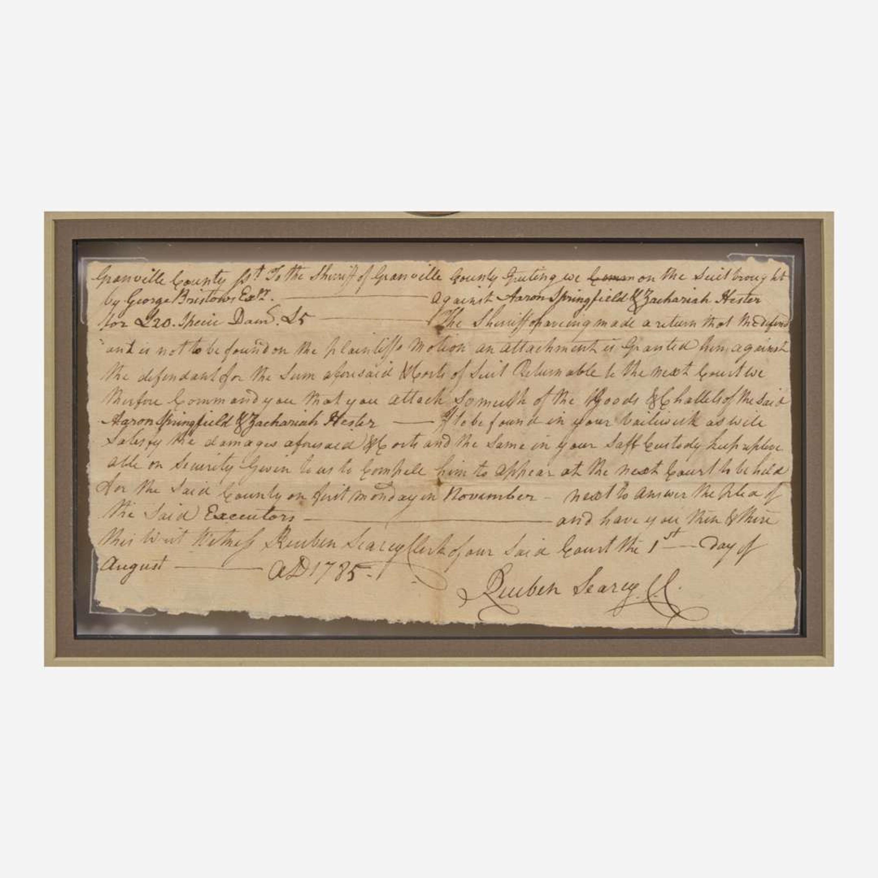 [Declaration of Independence] [North Carolina] Penn, John Manuscript Document, initialed