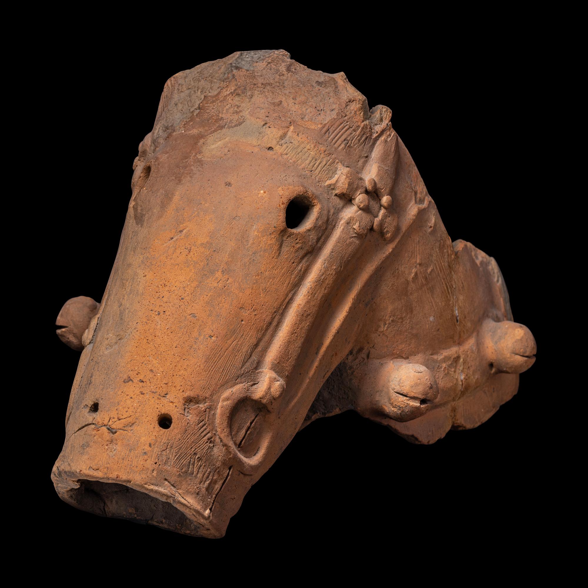 A Japanese Earthenware Fragment of a Head of a Horse