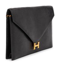 Hermès Lydie Clutch in Black Lizard, Mid-Late 20th Century