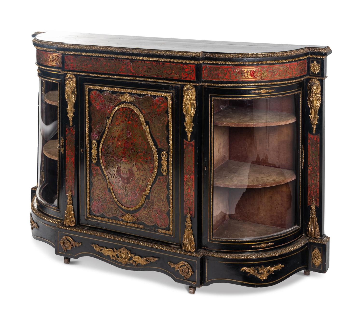 A Napoleon III Gilt Bronze Mounted Boulle Marquetry Console Cabinet