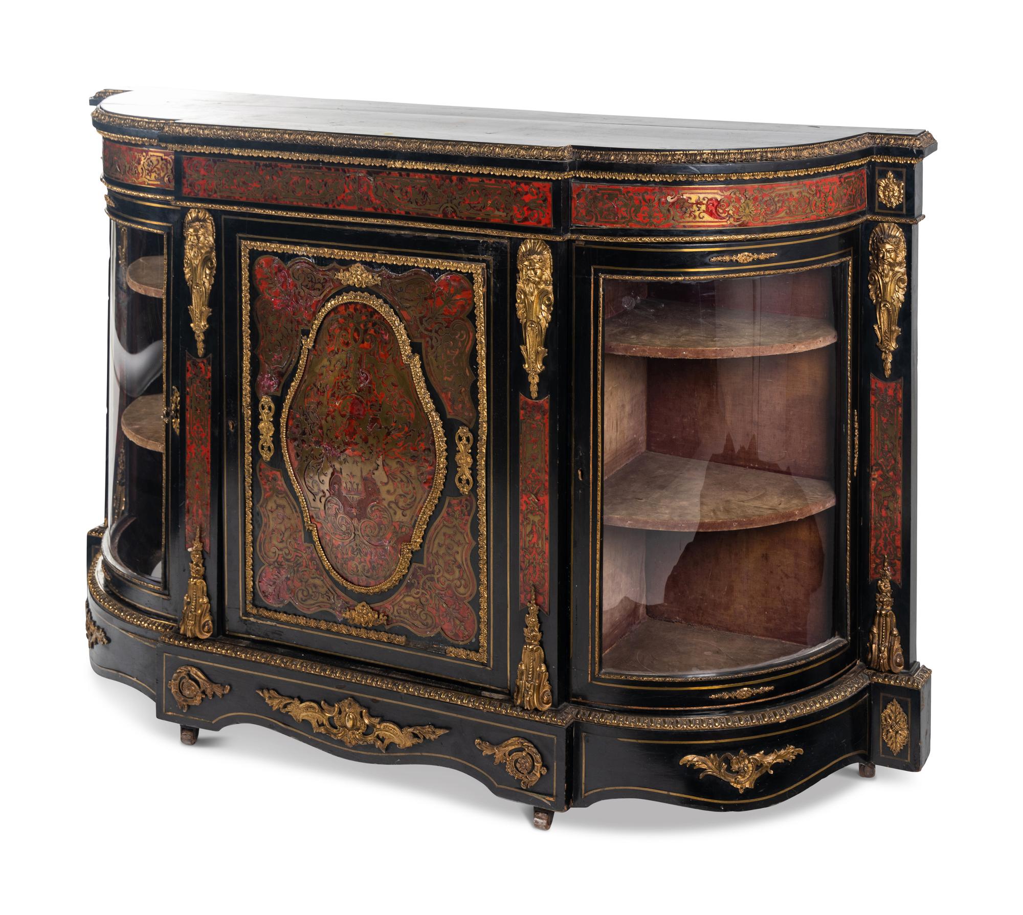A Napoleon III Gilt Bronze Mounted Boulle Marquetry Console Cabinet