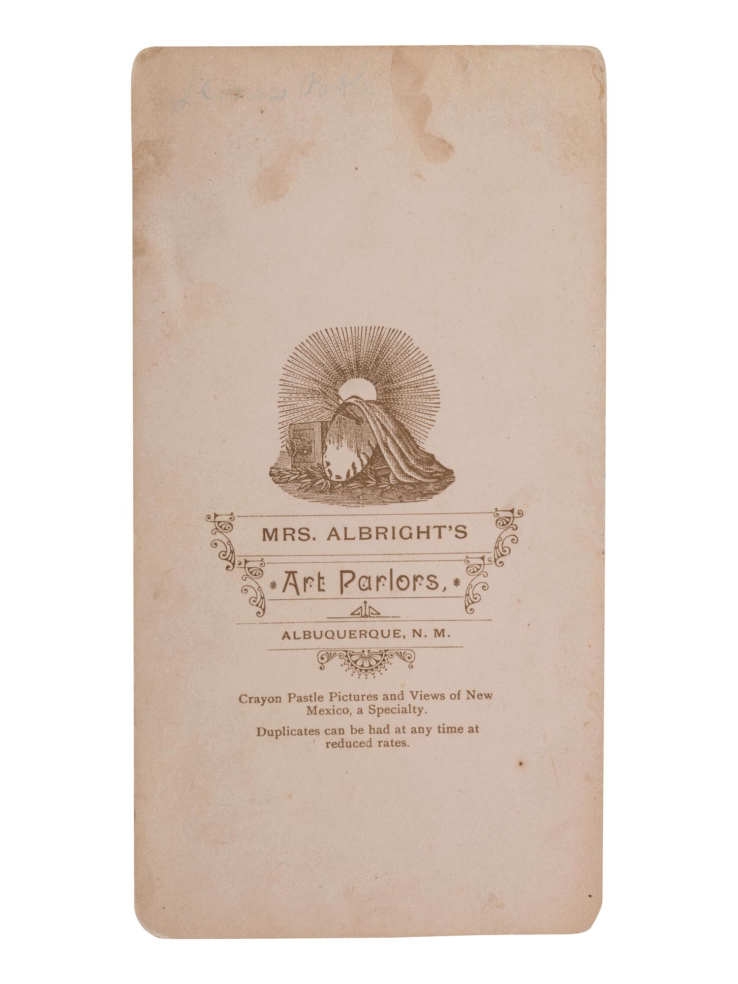 [NEW MEXICO]. Albumen photograph of Santo Domingo Pueblo Plaza. Albuquerque, NM: Mrs. Albright's Art Parlors, [ca 1880].