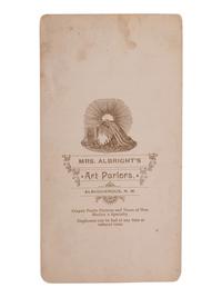 [NEW MEXICO]. Albumen photograph of Santo Domingo Pueblo Plaza. Albuquerque, NM: Mrs. Albright's Art Parlors, [ca 1880].
