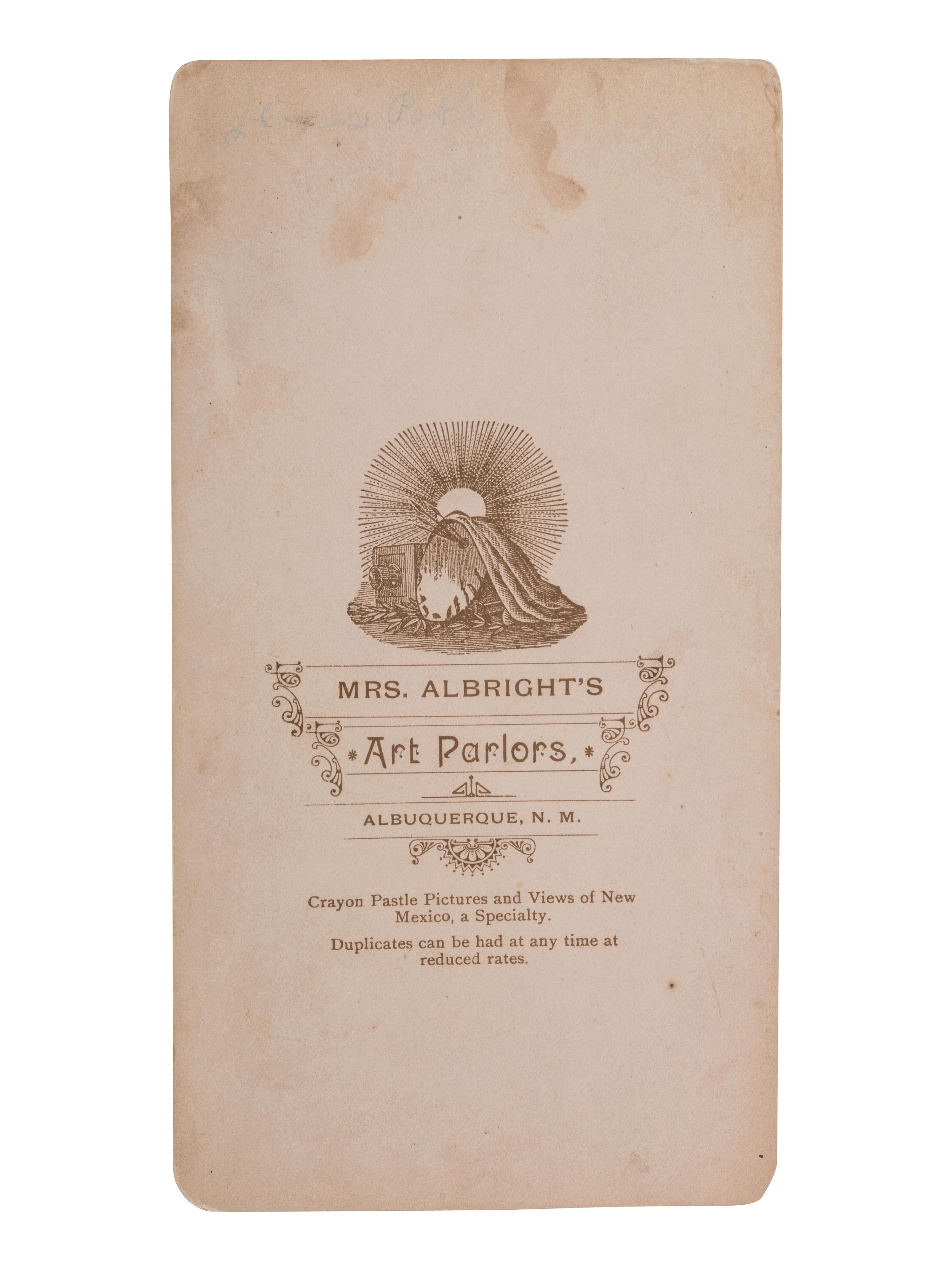 [NEW MEXICO]. Albumen photograph of Santo Domingo Pueblo Plaza. Albuquerque, NM: Mrs. Albright's Art Parlors, [ca 1880].