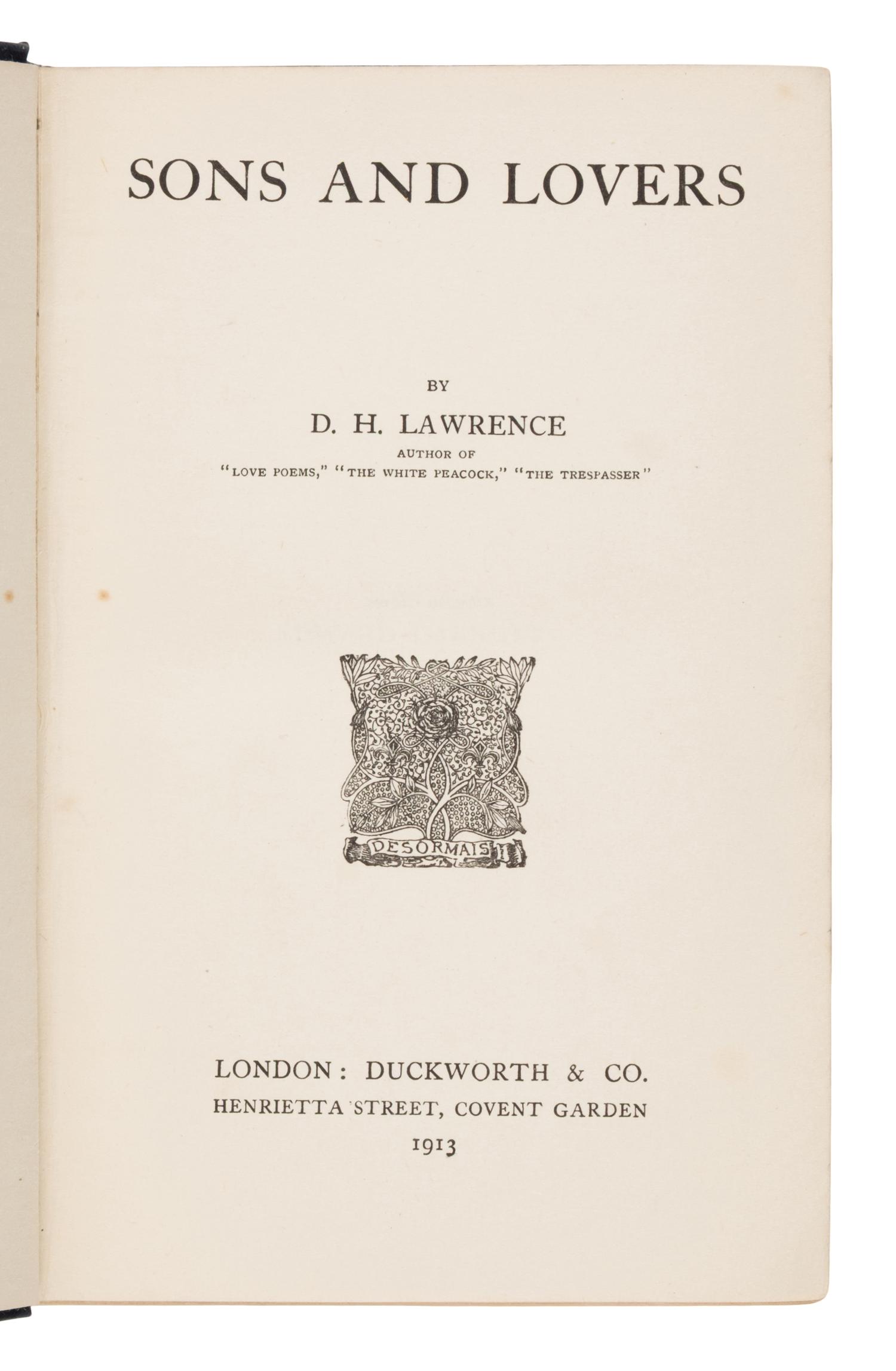 Lawrence, D.H. (1885-1930). A group of 9 titles, most first editions, comprising: