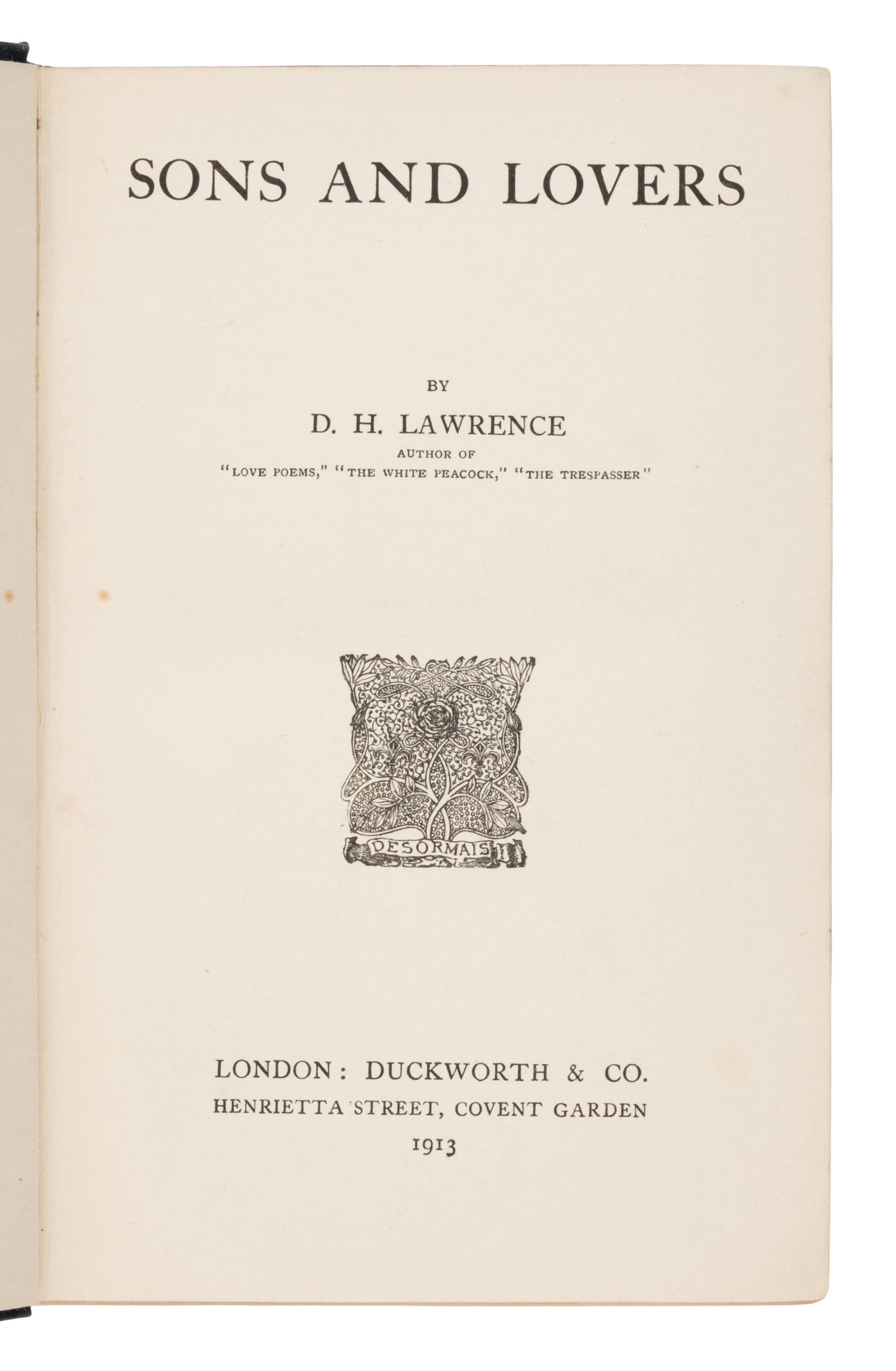Lawrence, D.H. (1885-1930). A group of 9 titles, most first editions, comprising: