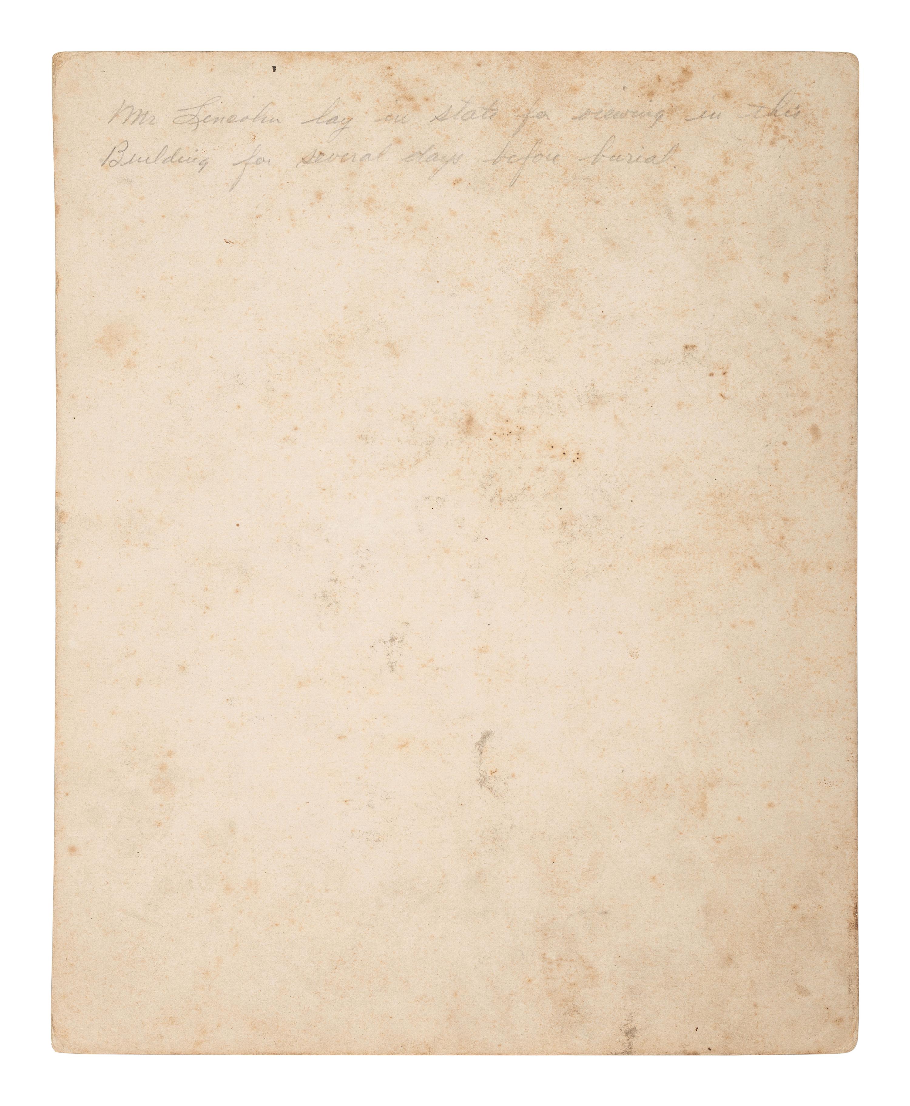 [LINCOLN, Abraham (1809-1865)]. Large format albumen photograph of the Old Capitol in Springfield draped in mourning.