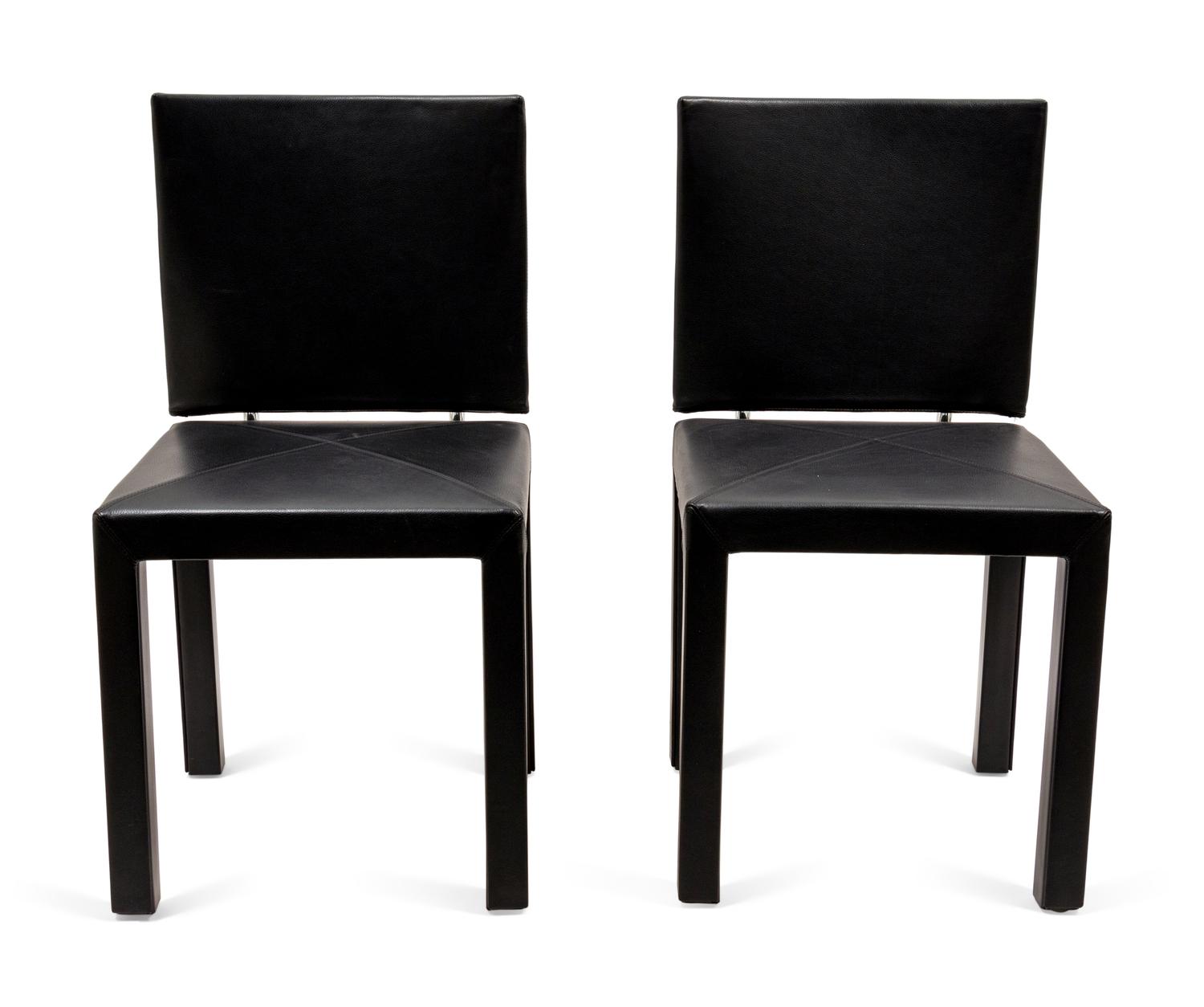 Eight Italian Chrome and Leather Chairs