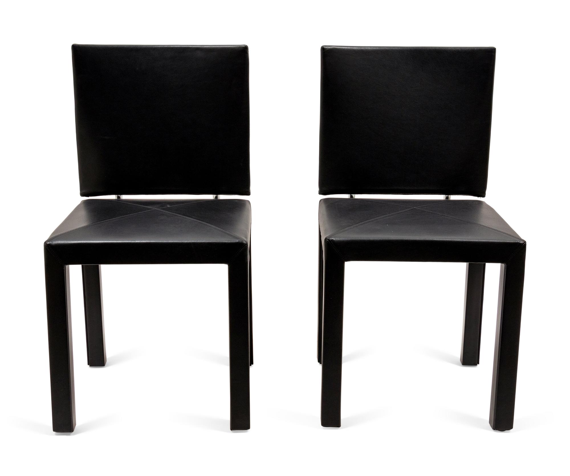 Eight Italian Chrome and Leather Chairs