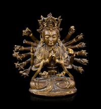 A Chinese Ming-Style Parcel Gilt Bronze Figure of Bodhisattva