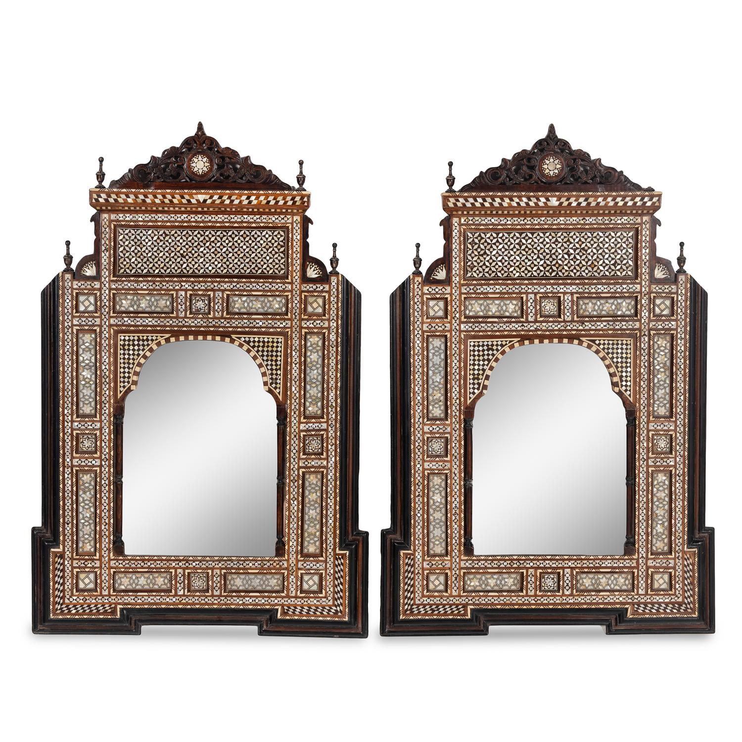 A Pair of Levantine Marquetry Mirrors