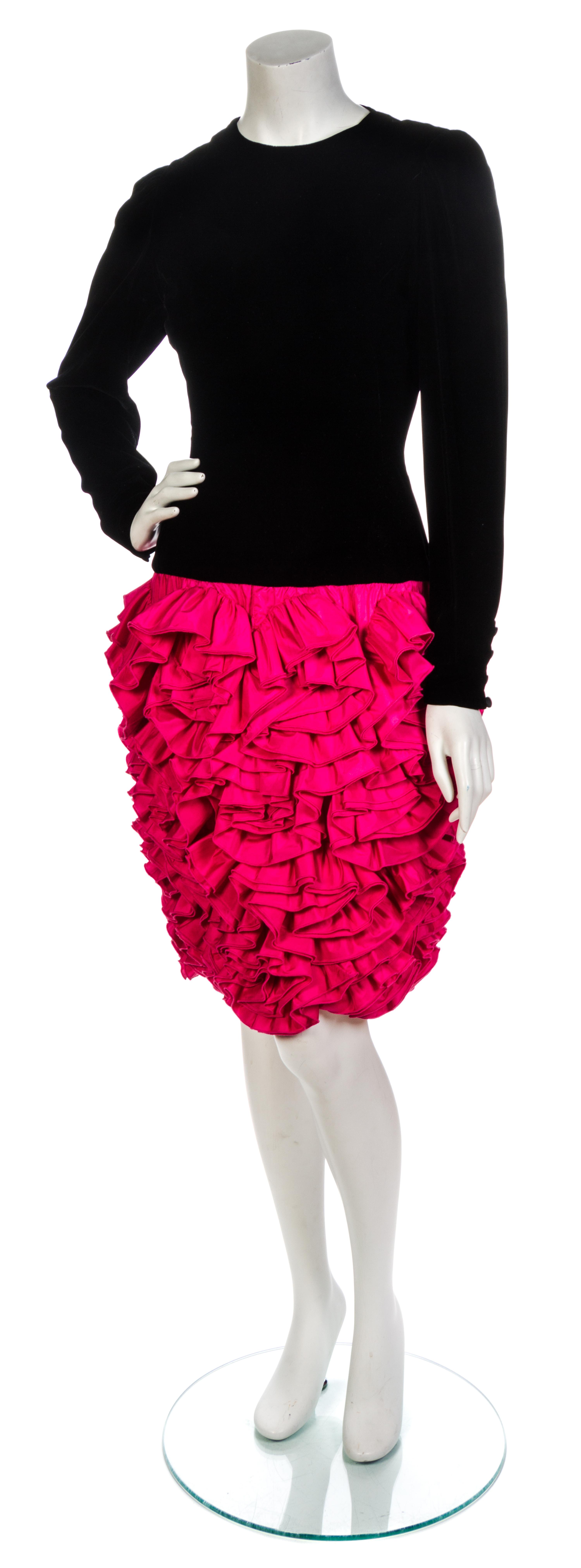 An Oscar de la Renta Black Velvet Cocktail Dress,