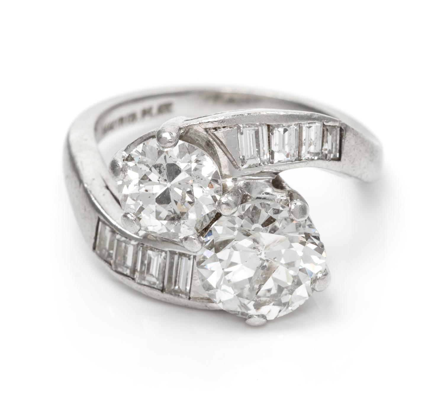 A Platinum and Diamond Toi et Moi Ring, 5.40 dwts.