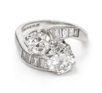 A Platinum and Diamond Toi et Moi Ring, 5.40 dwts.